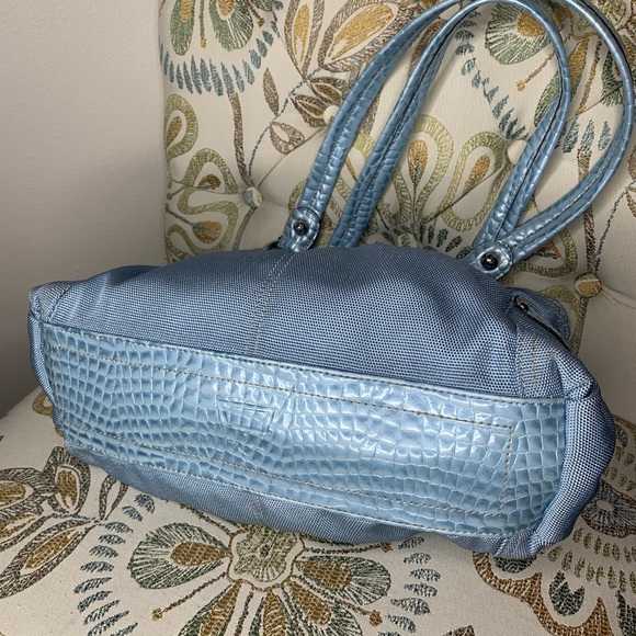 Kathy Van Zeeland Croc Blue Shimmer Belt Handbag - Picture 5 of 5